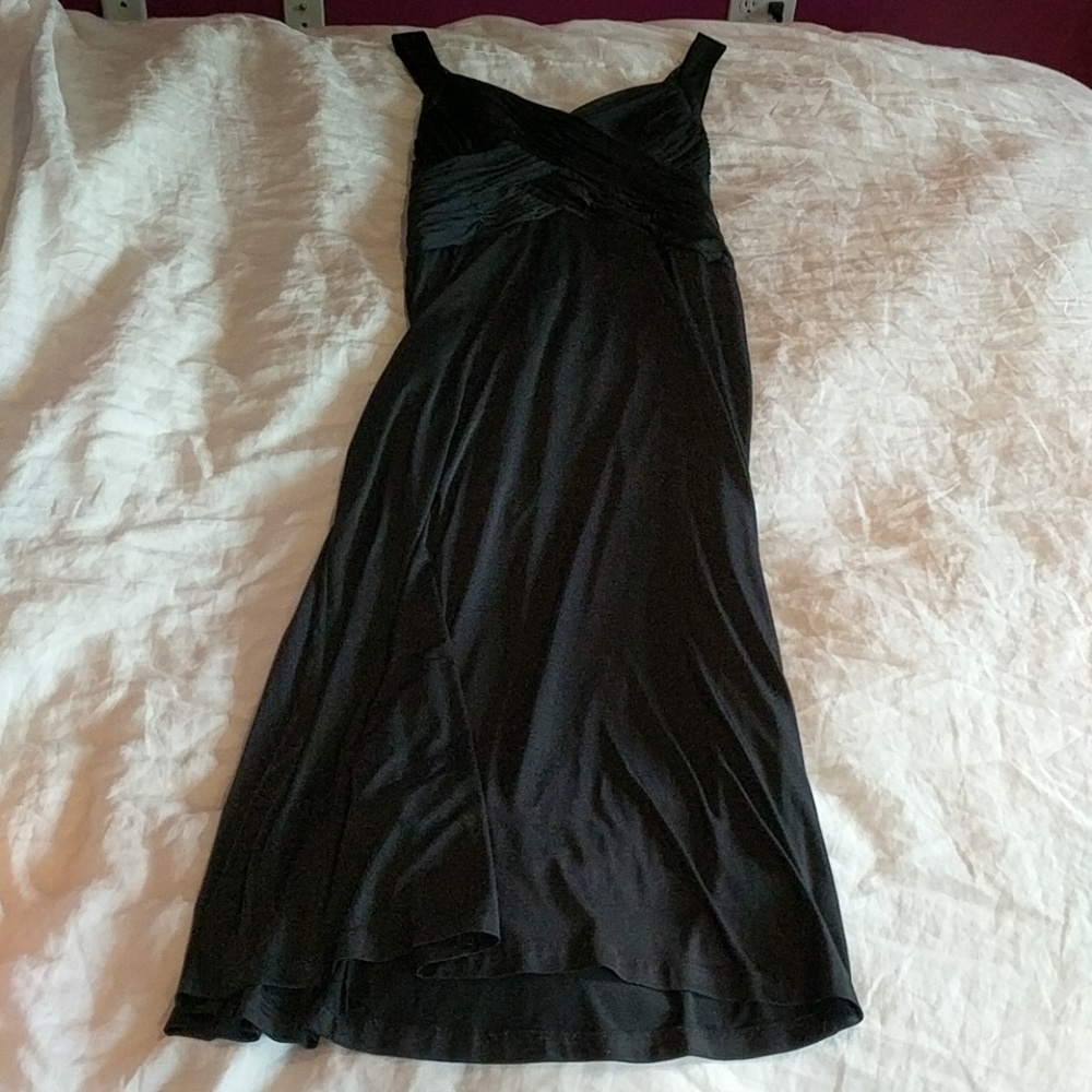 Lace back black floor length gown